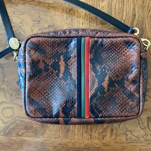 CLARE V midi sac crossbody bag cocoa snakeskin